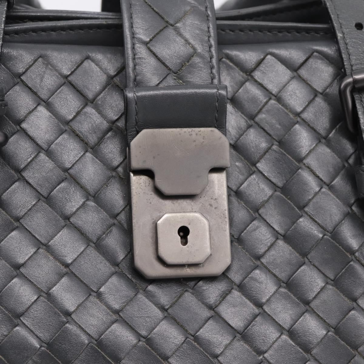 Bottega Veneta Roma Intrecciato Nappa Gray Leather Handbag (Pre-Owned)