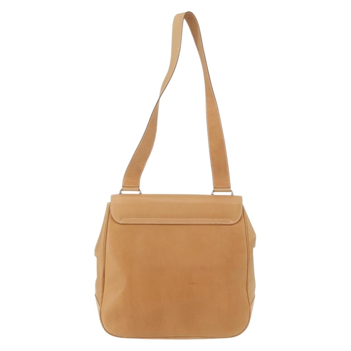 Salvatore Ferragamo Gancini Leather Beige Leather Shoulder Bag Bag (Pre-Owned)