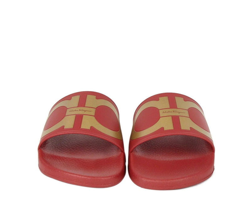 Salvatore Ferragamo Men's Groove Red Rubber Sandal 654658