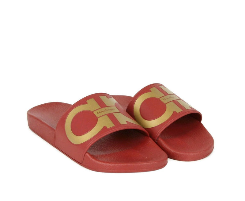 Salvatore Ferragamo Men's Groove Red Rubber Sandal