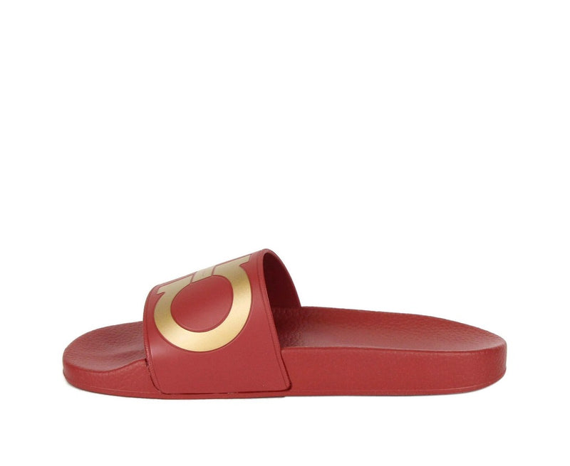 Salvatore Ferragamo Men's Groove Red Rubber Sandal