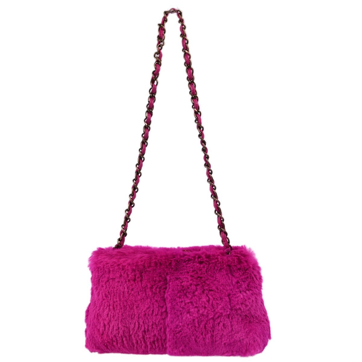 Chanel Vintage Cc Chain Rabbit Fur Pink Fur Shoulder Bag Bag (Pre-Owned)