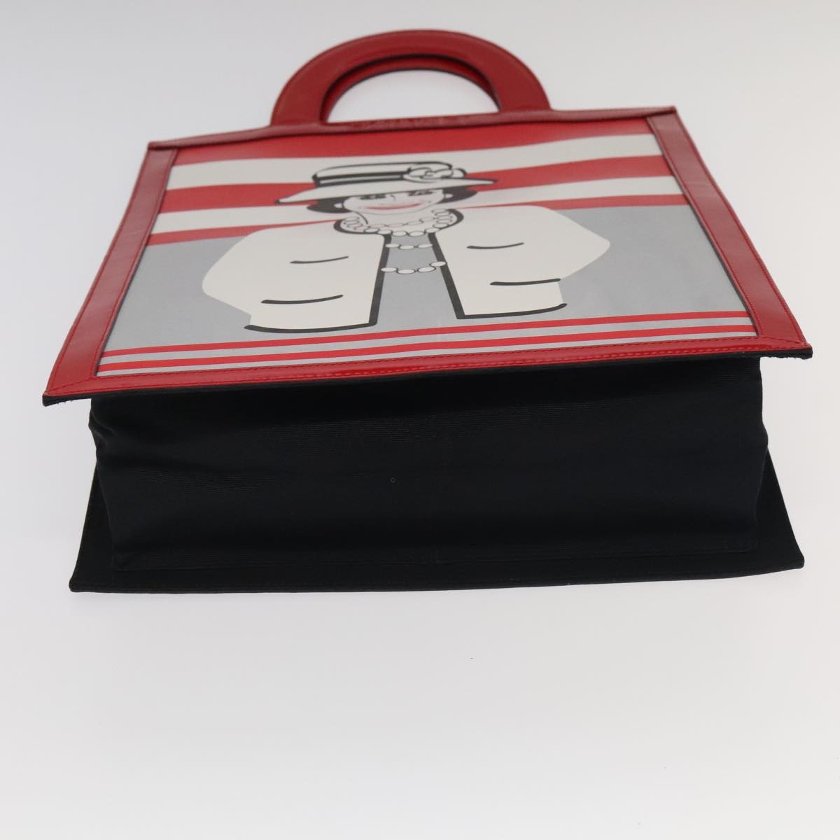 Chanel Vintage Portrait Tote Printed Leather And Quilted Patent Red Leather Tote Bag Bag (Pre-Owned)