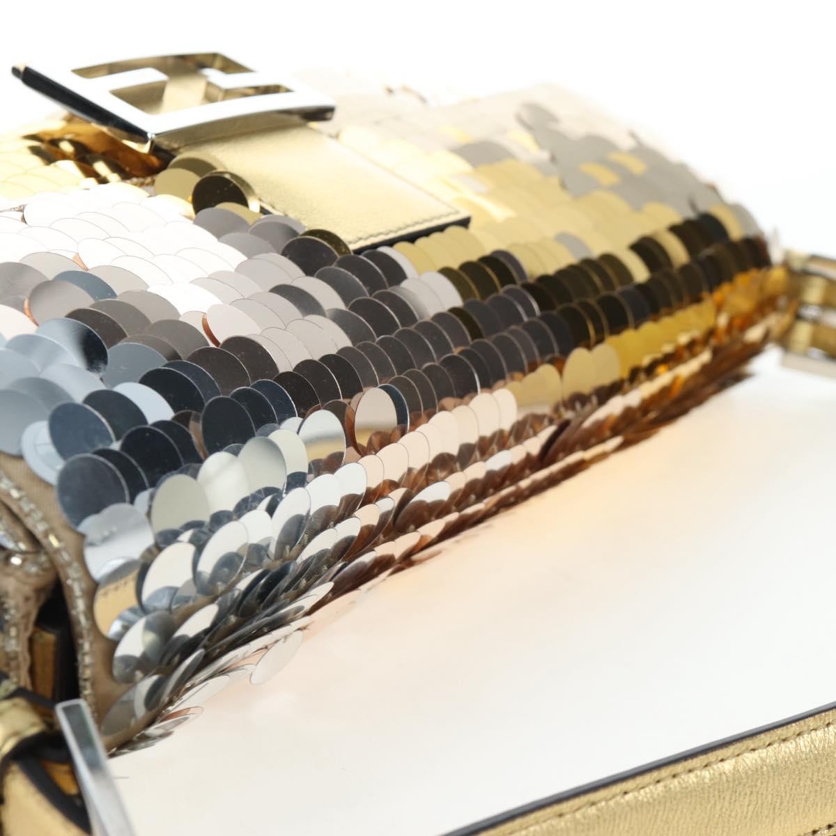 Fendi Mamma Baguette Zucca Jacquard Velvet Gold Leather Shoulder Bag Bag (Pre-Owned)