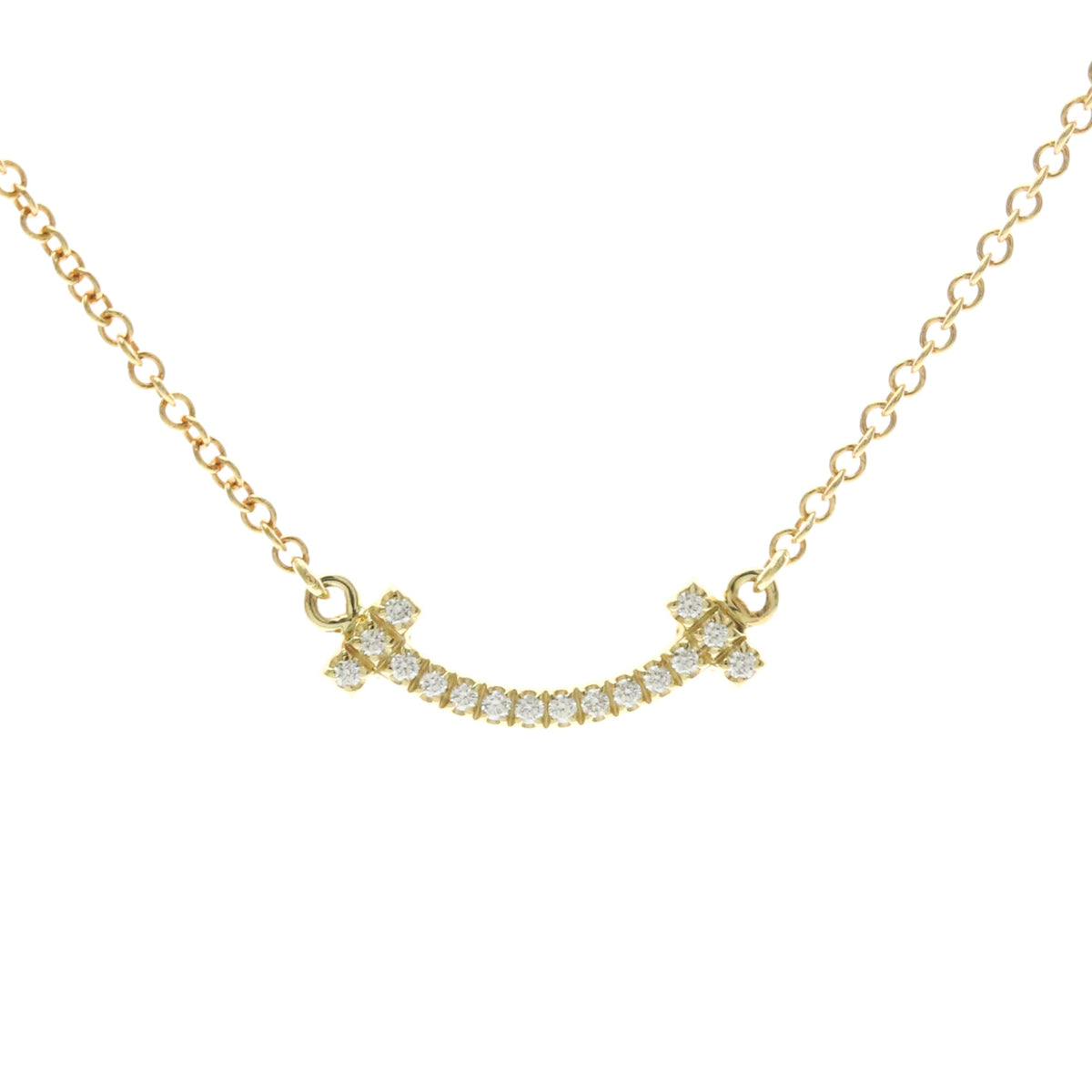Tiffany & Co. T Smile Pendant 18K Yellow Gold With Diamonds Gold Yellow_Gold Necklace Jewelry (Pre-Owned)