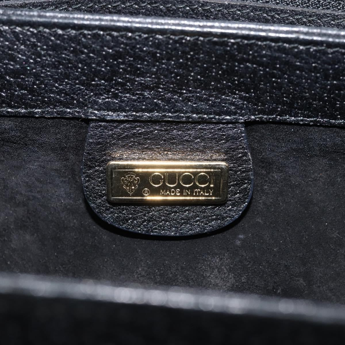 Gucci Vintage Convertible Bamboo Box Leather Black Leather Handbag (Pre-Owned)