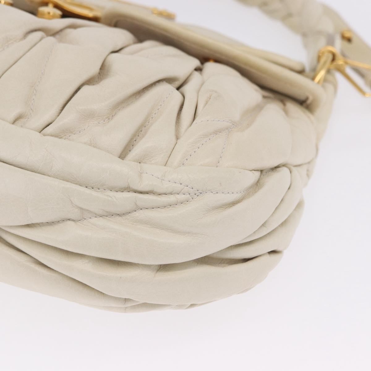 Miu Miu Coffer Hobo Matelasse Leather Beige Leather Handbag (Pre-Owned)