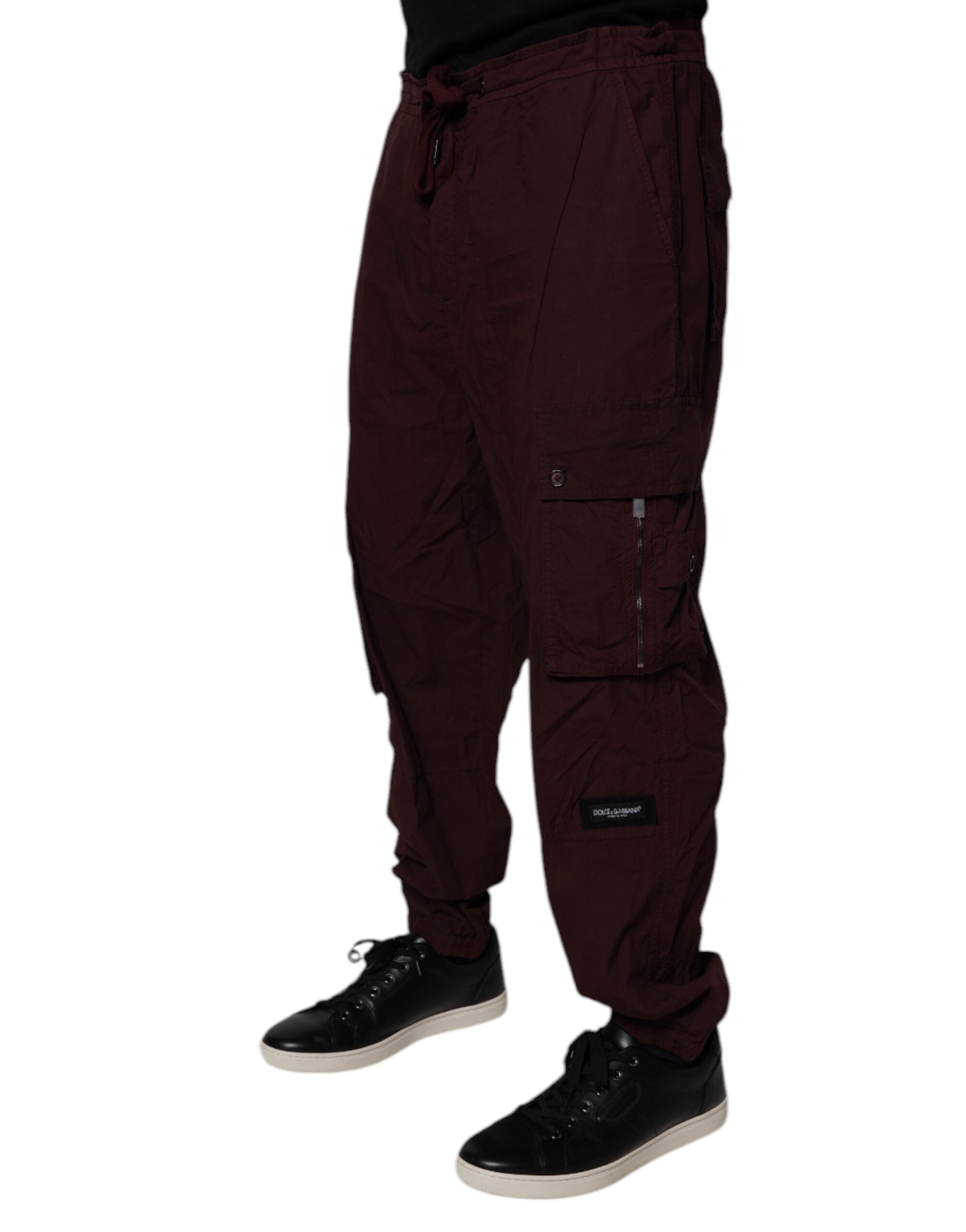 Dolce & Gabbana Maroon Cotton Cargo Jogger SweatMen's Men's Pants (Pre-Owned)