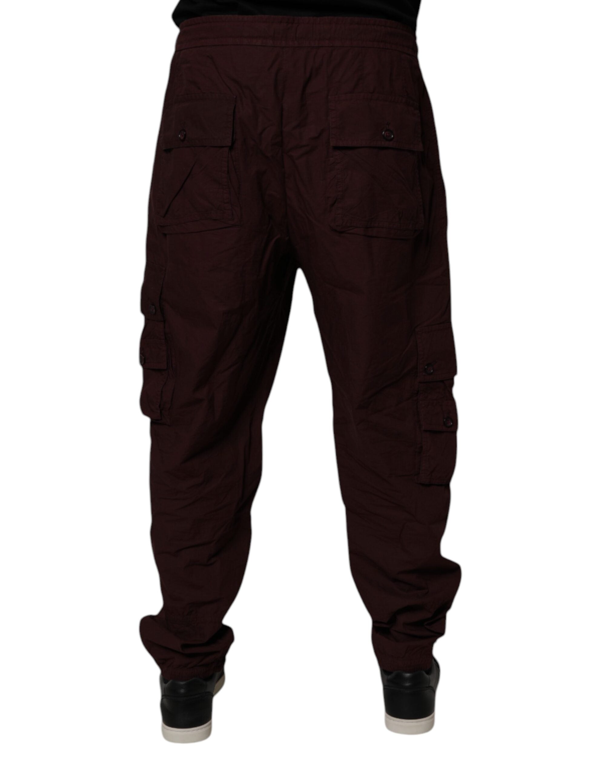 Dolce & Gabbana Maroon Cotton Cargo Jogger SweatMen's Men's Pants (Pre-Owned)