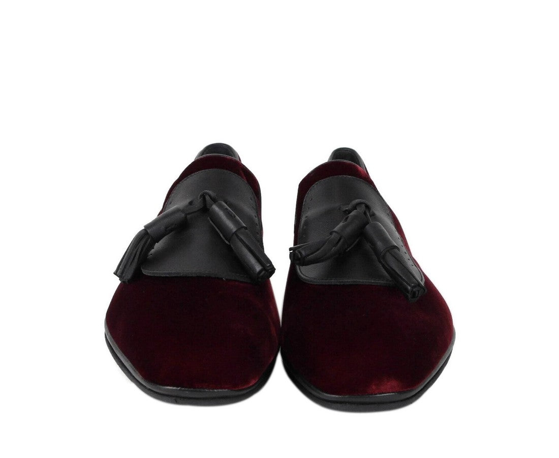 Salvatore Ferragamo Men's Dark Red Finnegan Velvet Tassel Loafer (10.5 M)