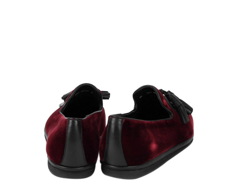 Salvatore Ferragamo Men's Finnegan Dark Red Velvet Tassel Loafer 656327 (10 M)