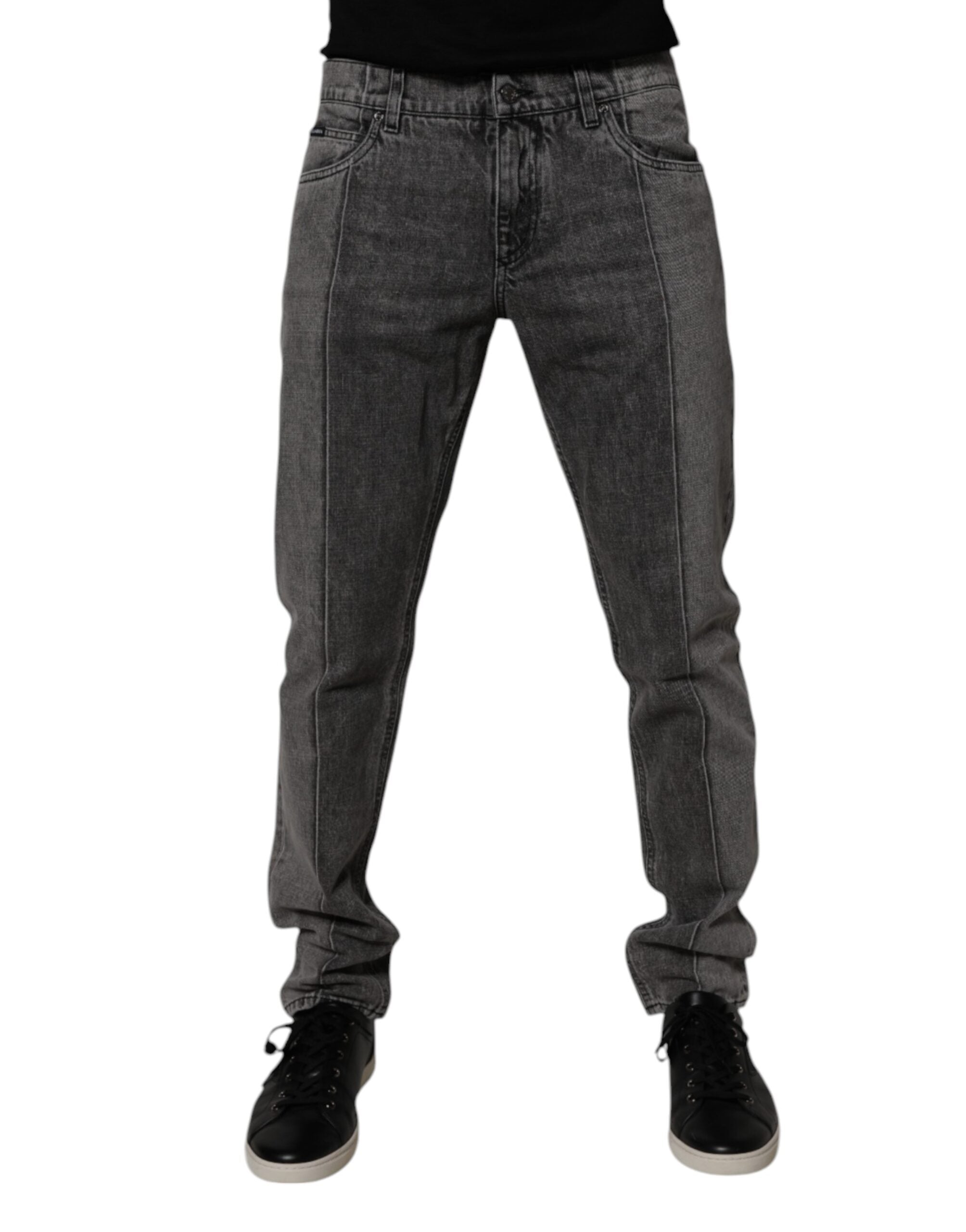 Dolce & Gabbana Two Tone Gray Cotton Denim Men's Jeans