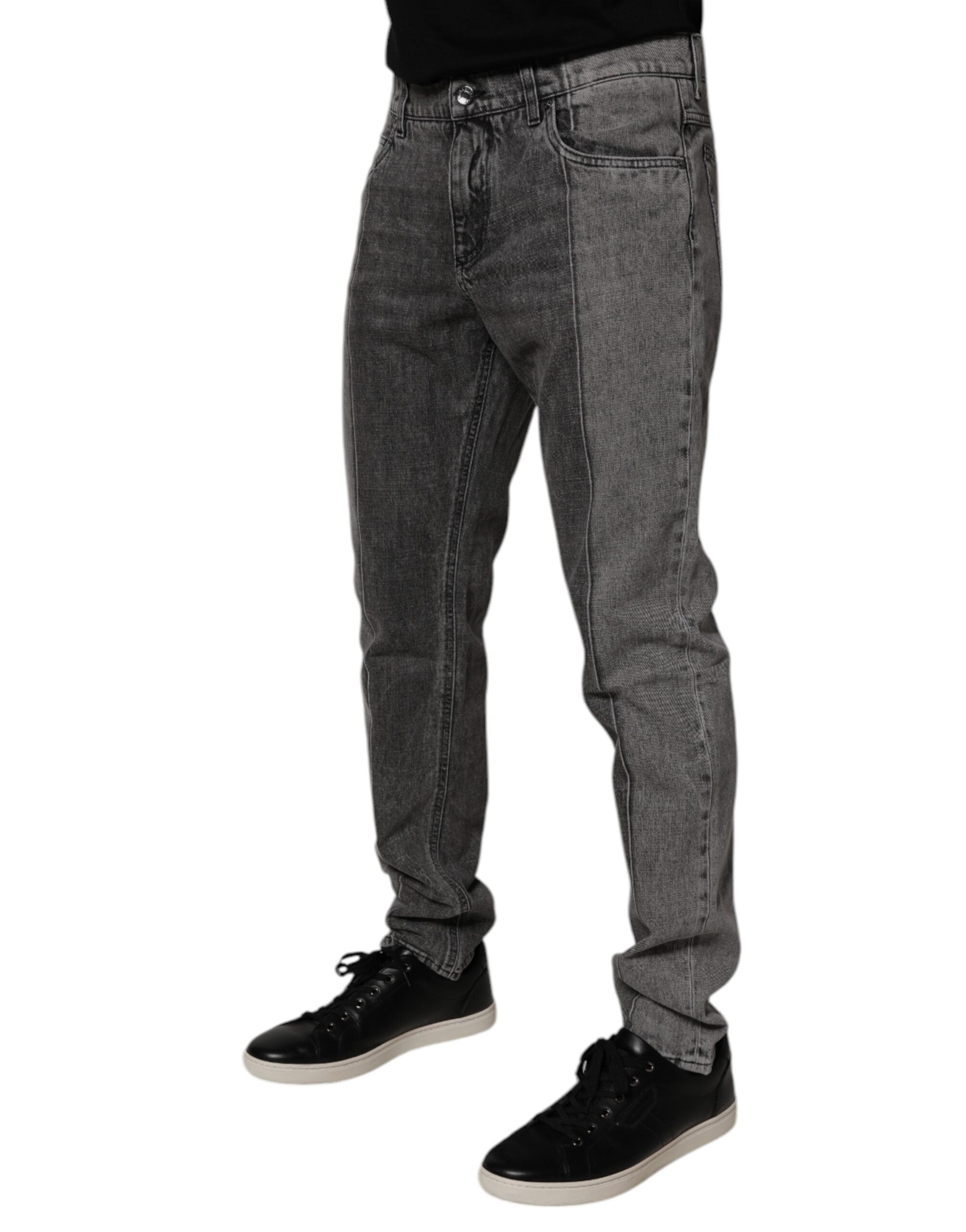 Dolce & Gabbana Two Tone Gray Cotton Denim Men's Jeans