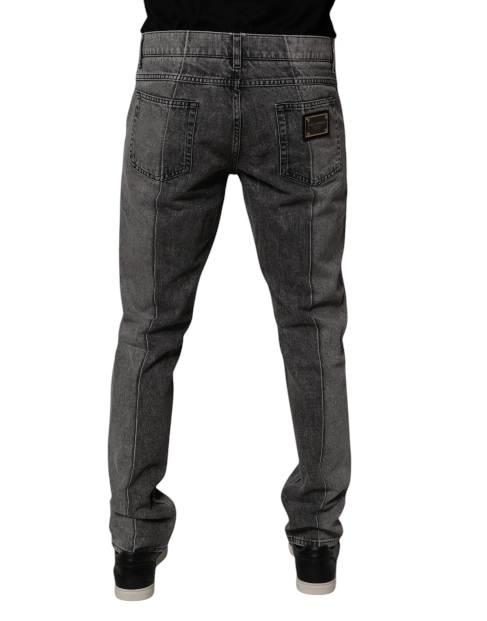 Dolce & Gabbana Two Tone Gray Cotton Denim Men's Jeans