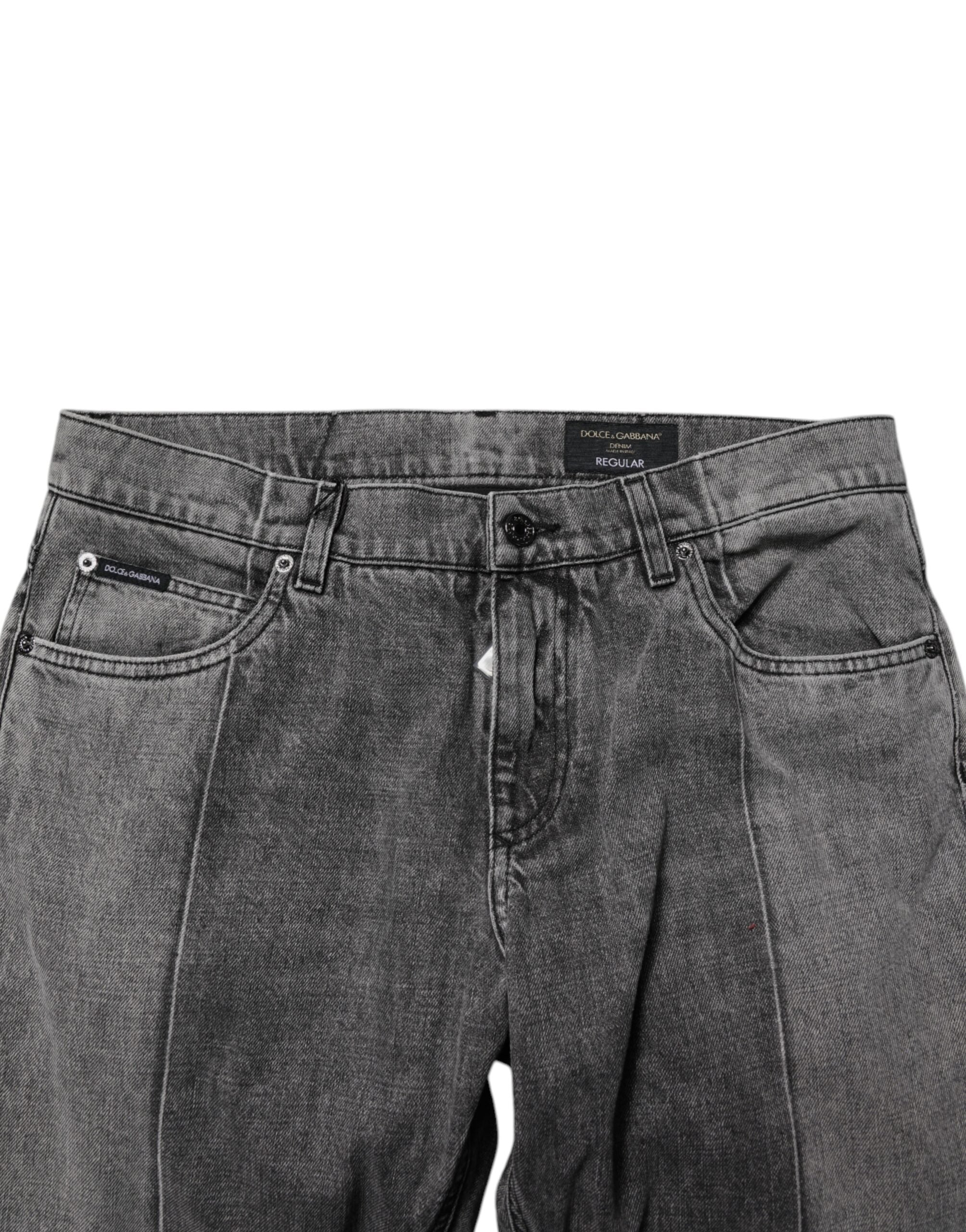 Dolce & Gabbana Two Tone Gray Cotton Denim Men's Jeans