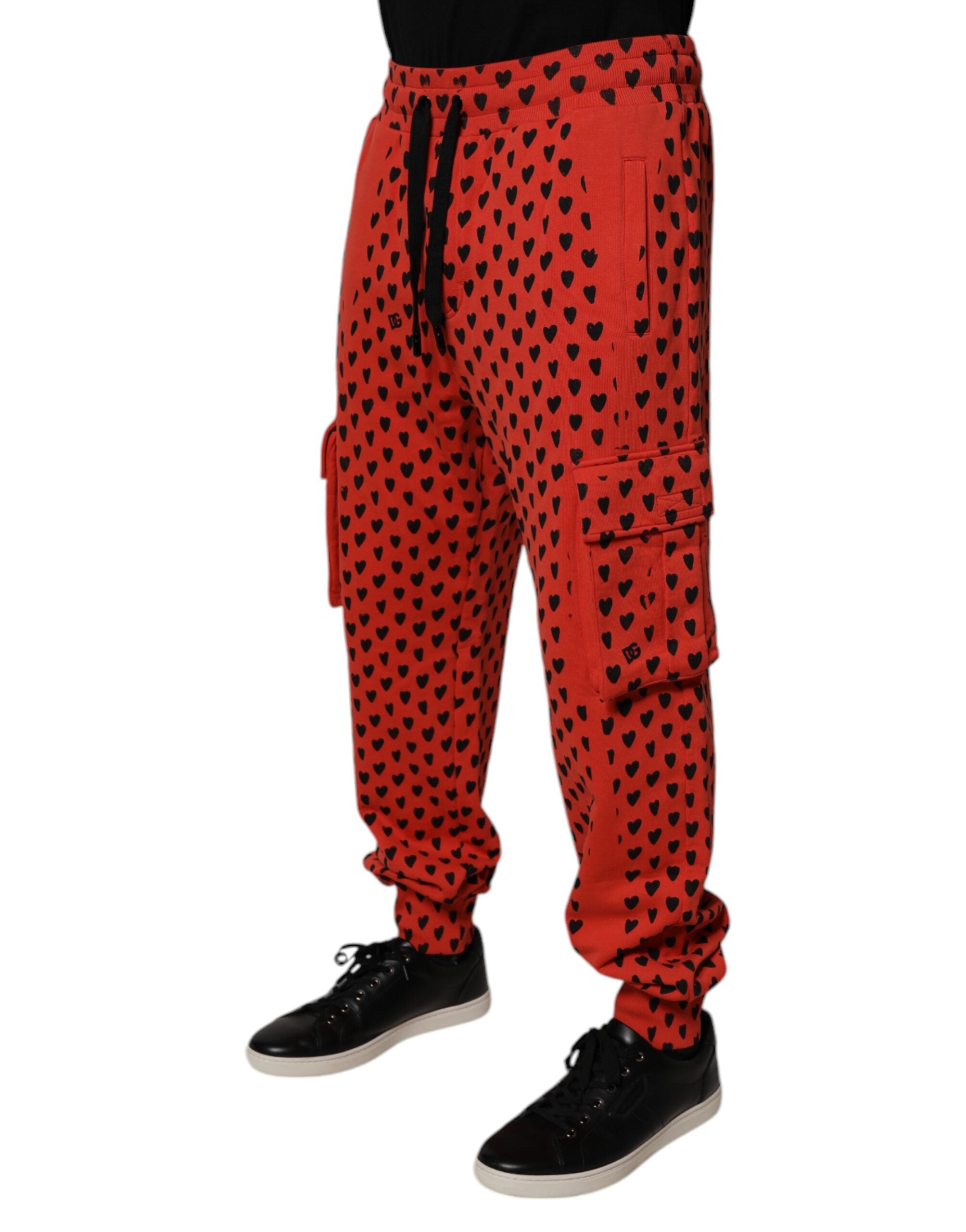 Dolce & Gabbana Red Hearts Cargo Jogger Men SweatMen's Men's Pants (Pre-Owned)