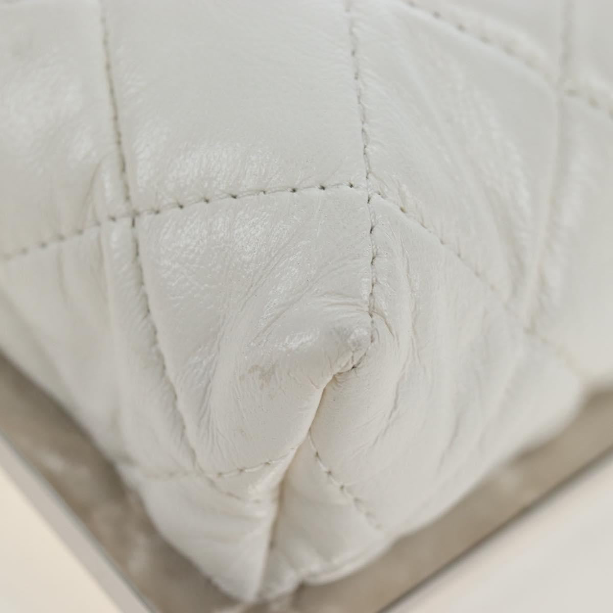 Chanel Cc Frame Clutch With Chain Quilted Lambskin And Plexiglass White Leather Clutche & Pouche Bag (Pre-Owned)