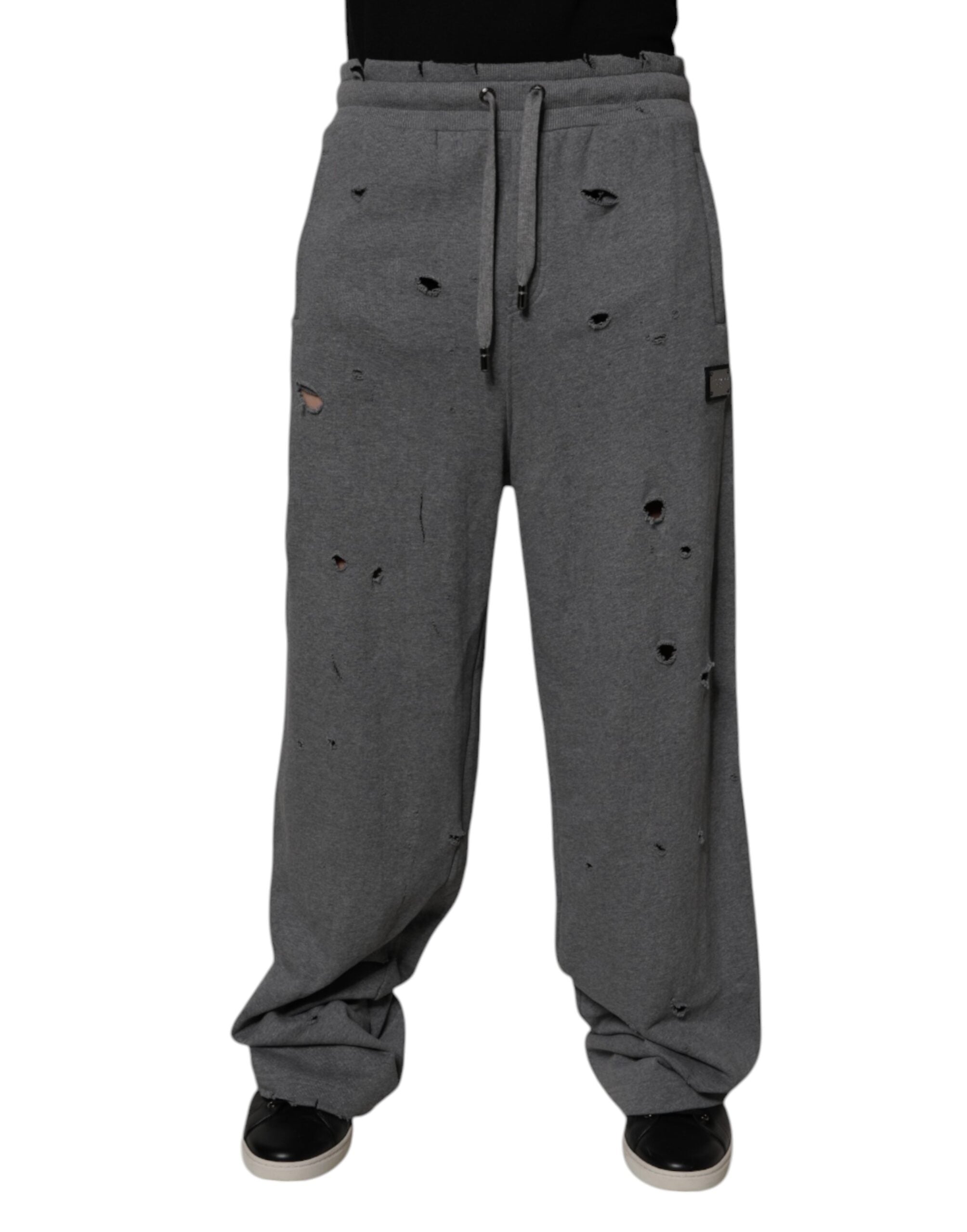 Dolce & Gabbana Gray Cotton RipStyle Straight SweatMen's Men's Pants