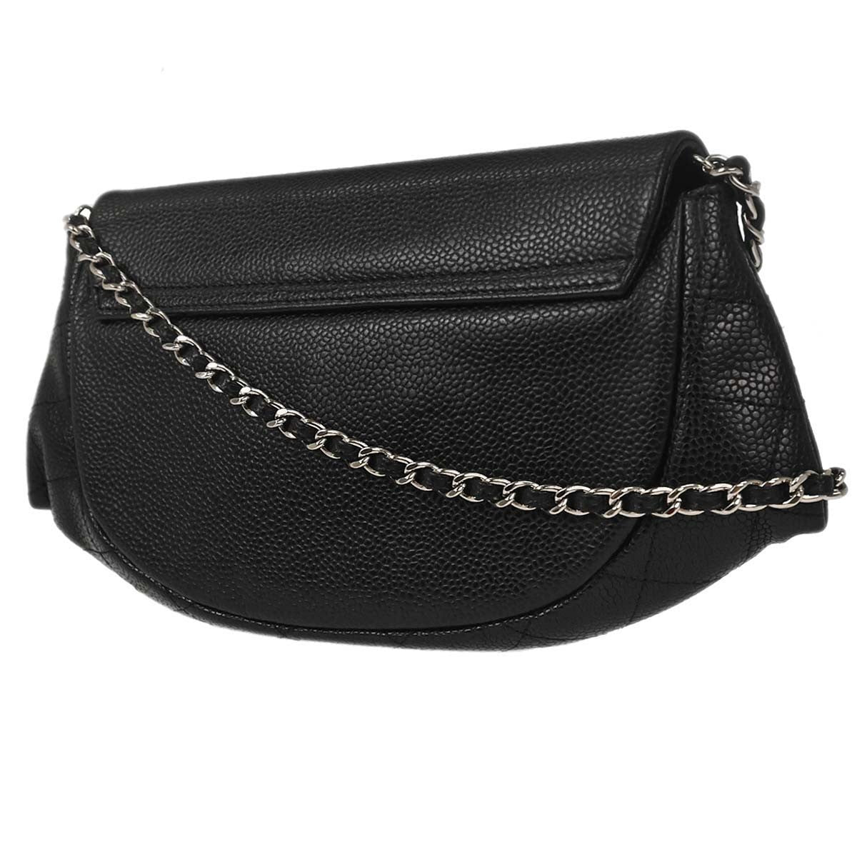 Chanel Half Moon Wallet On Chain Caviar Black Calfskin Clutche & Pouche Bag (Pre-Owned)
