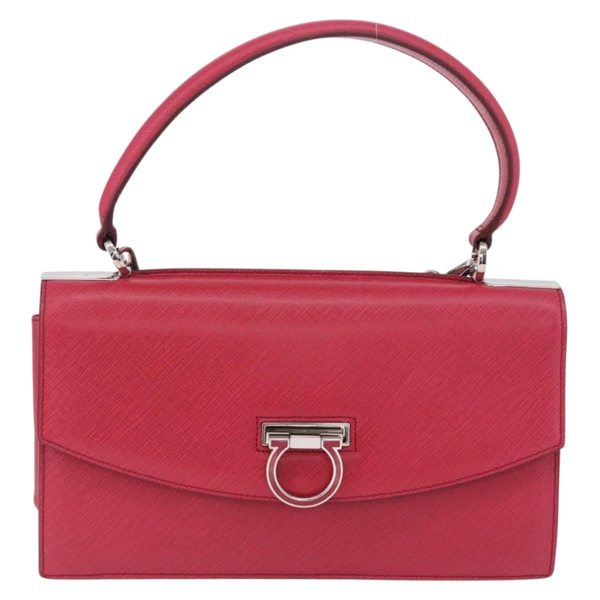 Salvatore Ferragamo Gancini Convertible Top Handle Saffiano Leather Pink Leather Handbag (Pre-Owned)