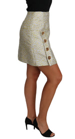 Dolce & Gabbana Gold Brocade Crystal Jaquard Mini Women's Skirt