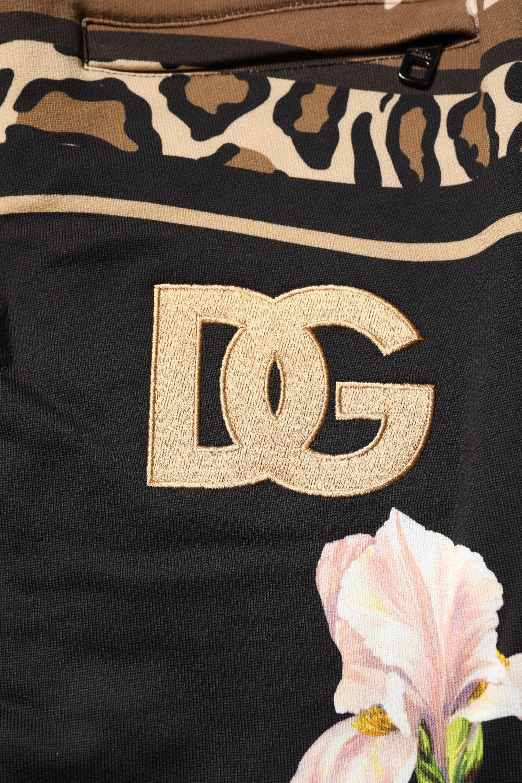 Dolce & Gabbana Black Floral Cotton Jogger SweatMen's Men's Pants