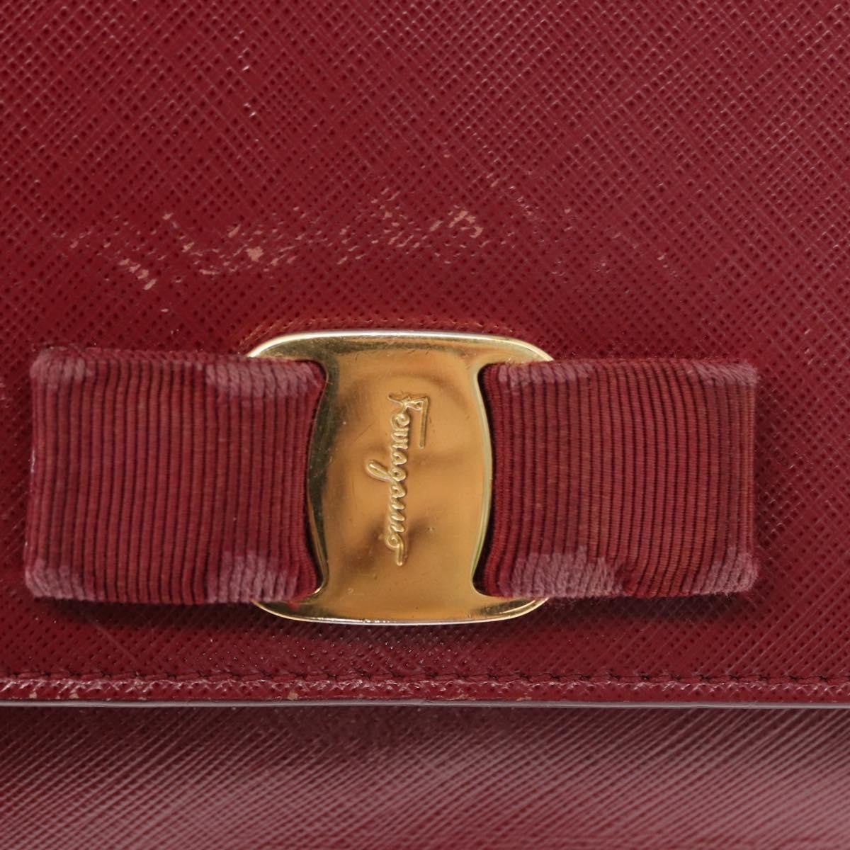 Salvatore Ferragamo Vala Chain Leather Burgundy Leather Shoulder Bag Bag (Pre-Owned)