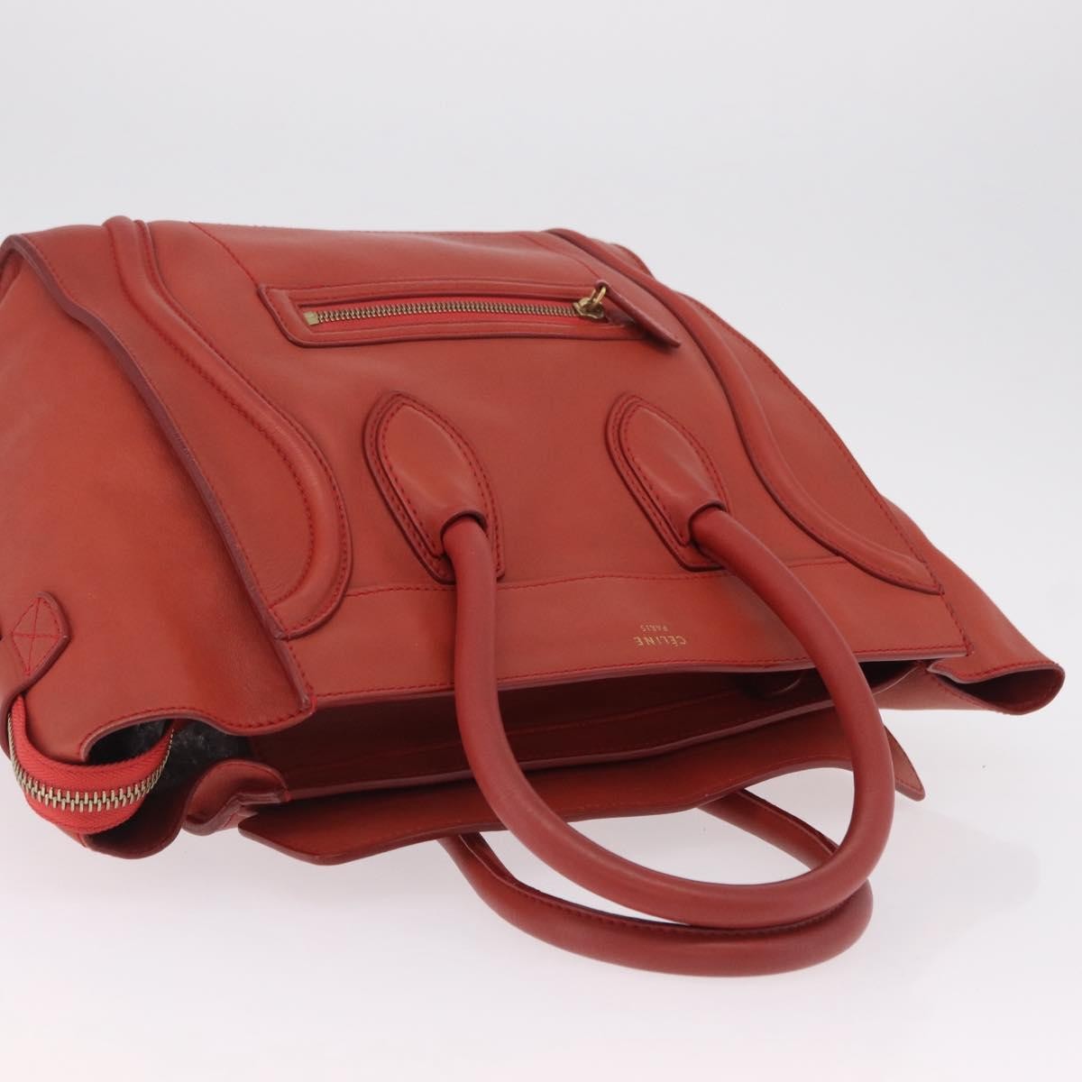 Celine Luggage Suede Red Leather Handbag (Pre-Owned)