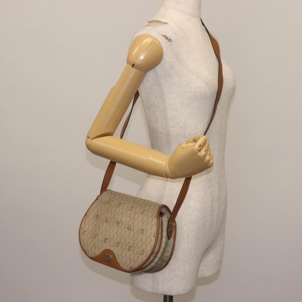 Christian Dior Vintage Honeycomb Flap Coated Canvas Beige Canvas Bag (Pre-Owned)