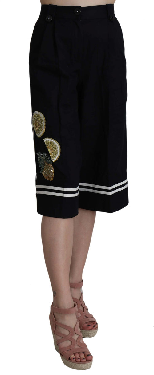 Dolce & Gabbana Elegant High Waist Black Cotton Women's Pants