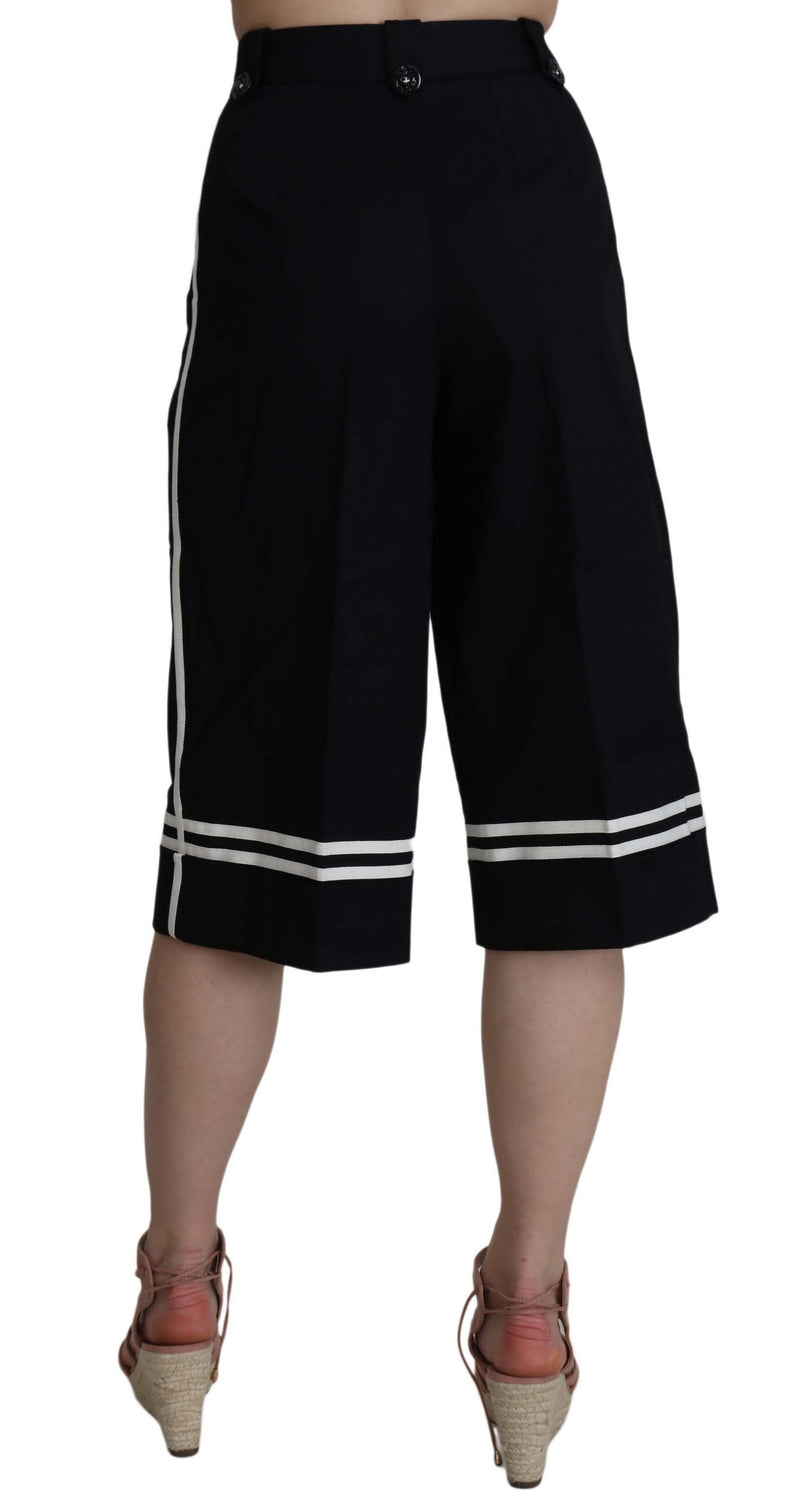 Dolce & Gabbana Black Cotton Cropped Embellished Women's Pants