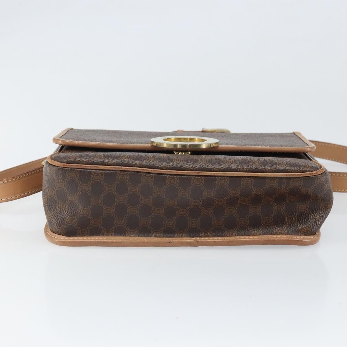 Celine Vintage Macadam Circle Logo Canvas And Leather Brown Pvc Shoulder Bag Bag (Pre-Owned)