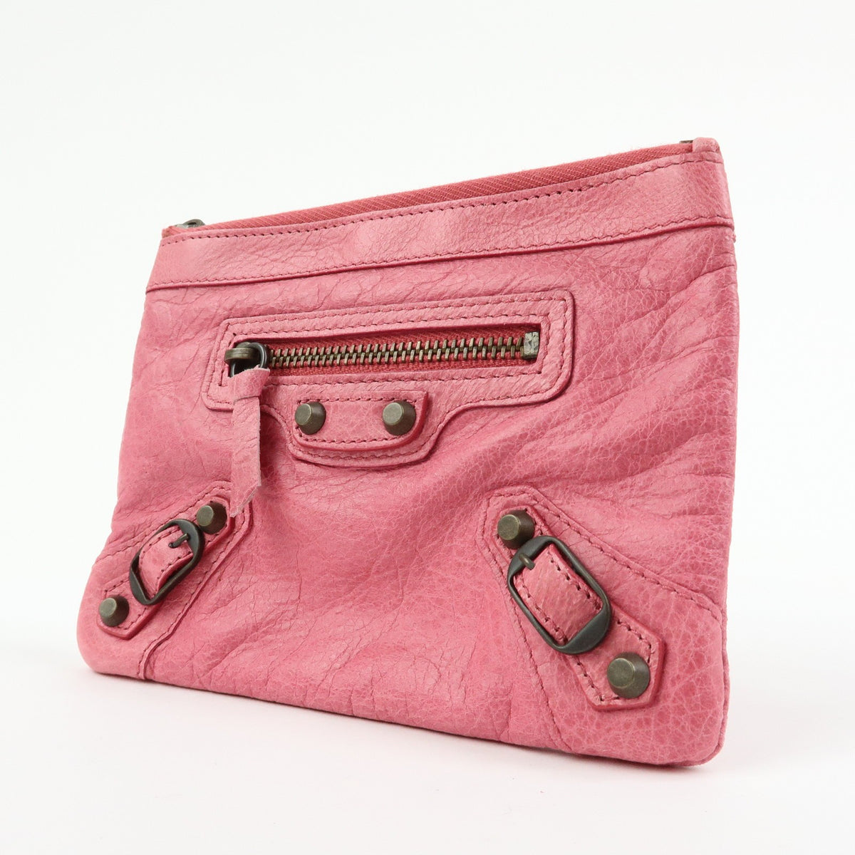 Balenciaga Classic Studs Reporter Leather Pink Leather Crossbody Bag Bag (Pre-Owned)