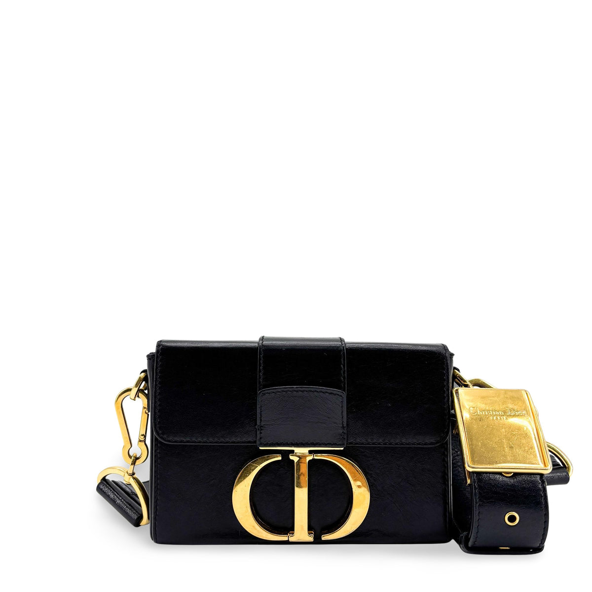 Christian Dior 30 Montaigne Box Leather Black Calfskin Handbag (Pre-Owned)
