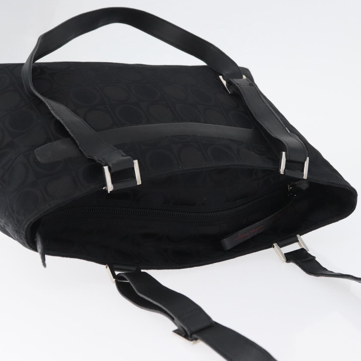 Salvatore Ferragamo Gancini Tote Gancini Canvas Black Canvas Tote Bag Bag (Pre-Owned)