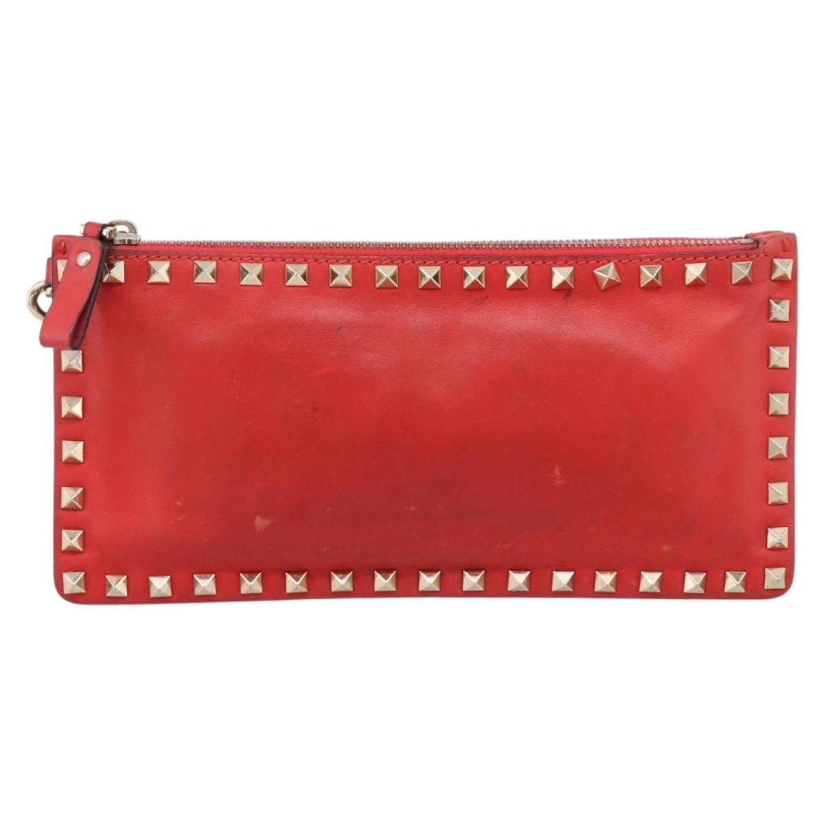 Valentino Garavani Rockstud Clutch Leather Black Leather Clutche & Pouche Bag (Pre-Owned)