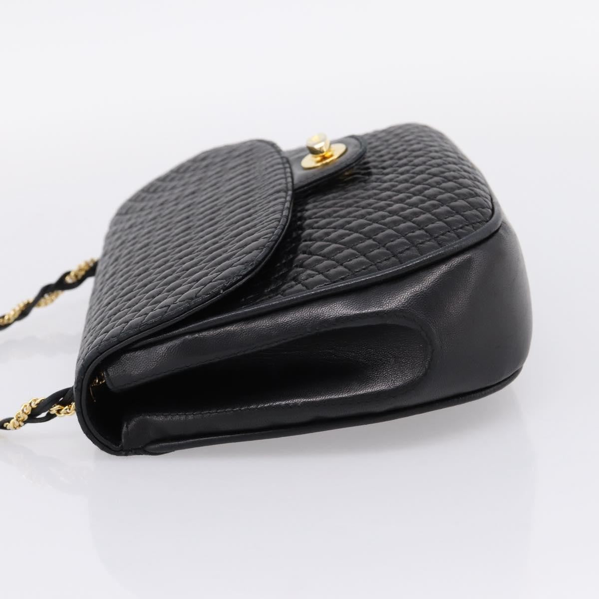 Bally Vintage Chain Quilted Leather Black Leather Shoulder Bag Bag (Pre-Owned)
