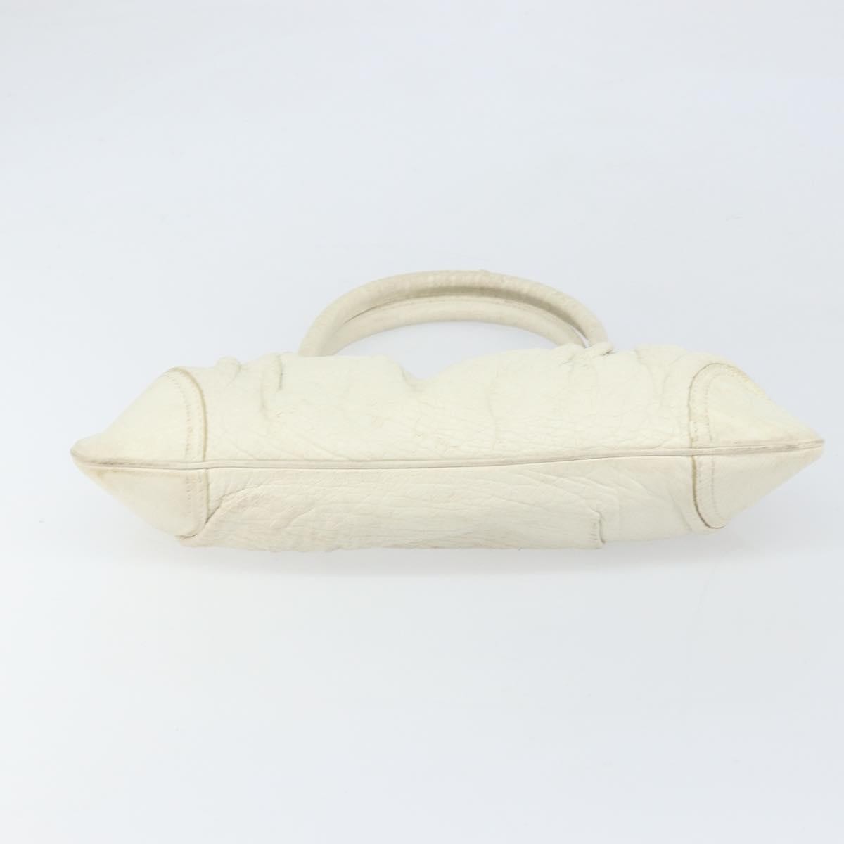 Salvatore Ferragamo Gancini Leather White Leather Handbag (Pre-Owned)