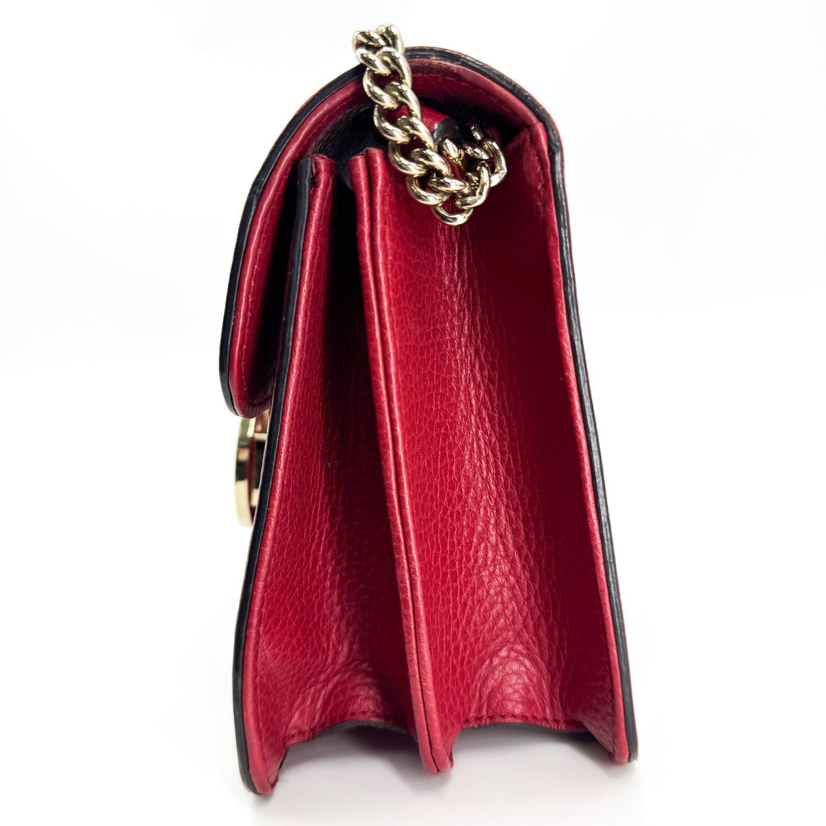 Gucci Interlocking Leather Red Leather Shoulder Bag Bag (Pre-Owned)