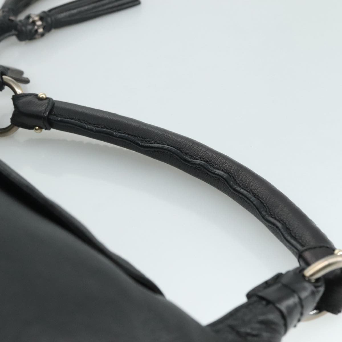 Salvatore Ferragamo Gancini Leather Black Leather Handbag (Pre-Owned)