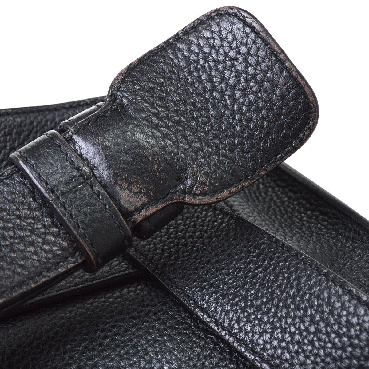Hermes Steve Caporal Clemence Black Leather Shoulder Bag Bag (Pre-Owned)