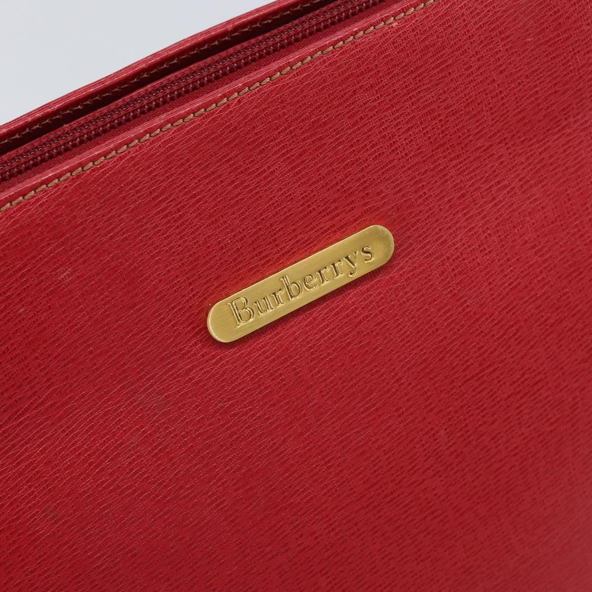 Burberry Vintage Vintage Check Coated Canvas Red Leather Tote Bag Bag (Pre-Owned)