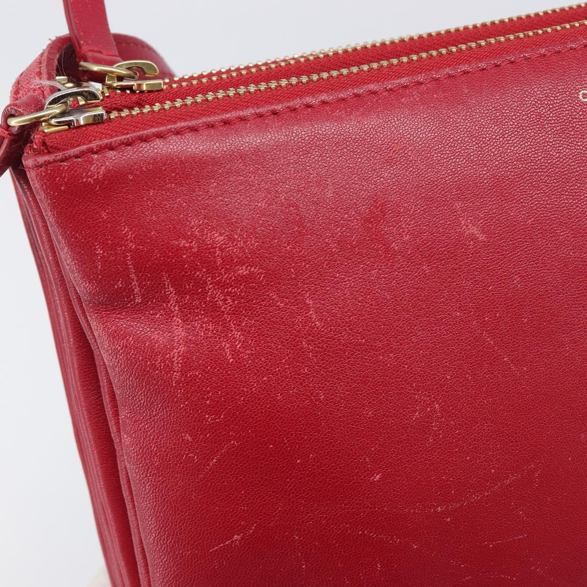 Celine Trio Leather Red Leather Crossbody Bag Bag (Pre-Owned)
