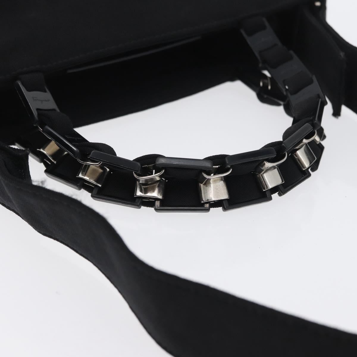 Salvatore Ferragamo Vintage Canvas Black Canvas Handbag (Pre-Owned)