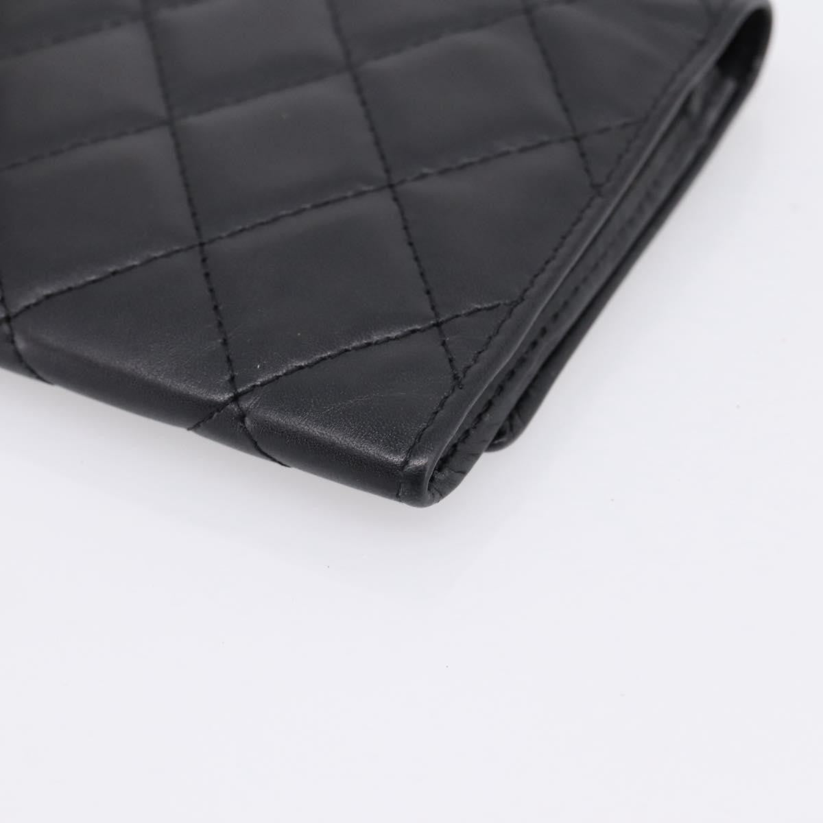 Chanel Cambon Flap Card Case Quilted Lambskin Black Leather Card Holders Accessory (Pre-Owned)