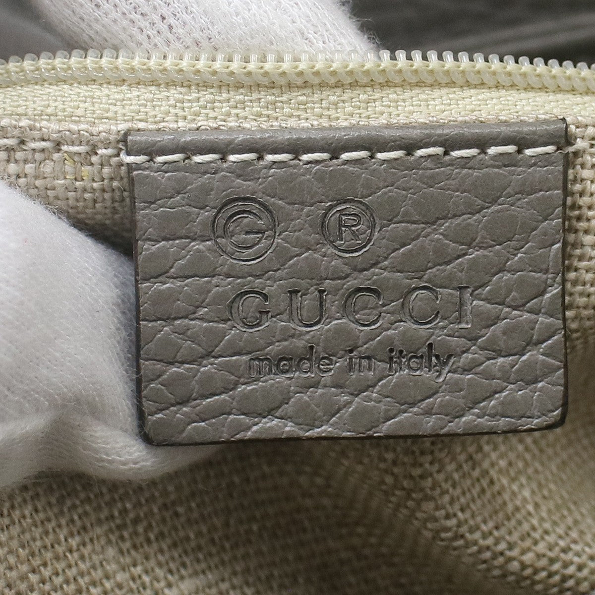Gucci Interlocking Top Handle Leather Gray Leather Shoulder Bag Bag (Pre-Owned)