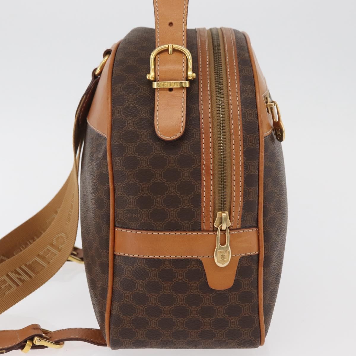 Celine Backpack Leather Brown Canvas Backpack Bag (Pre-Owned)