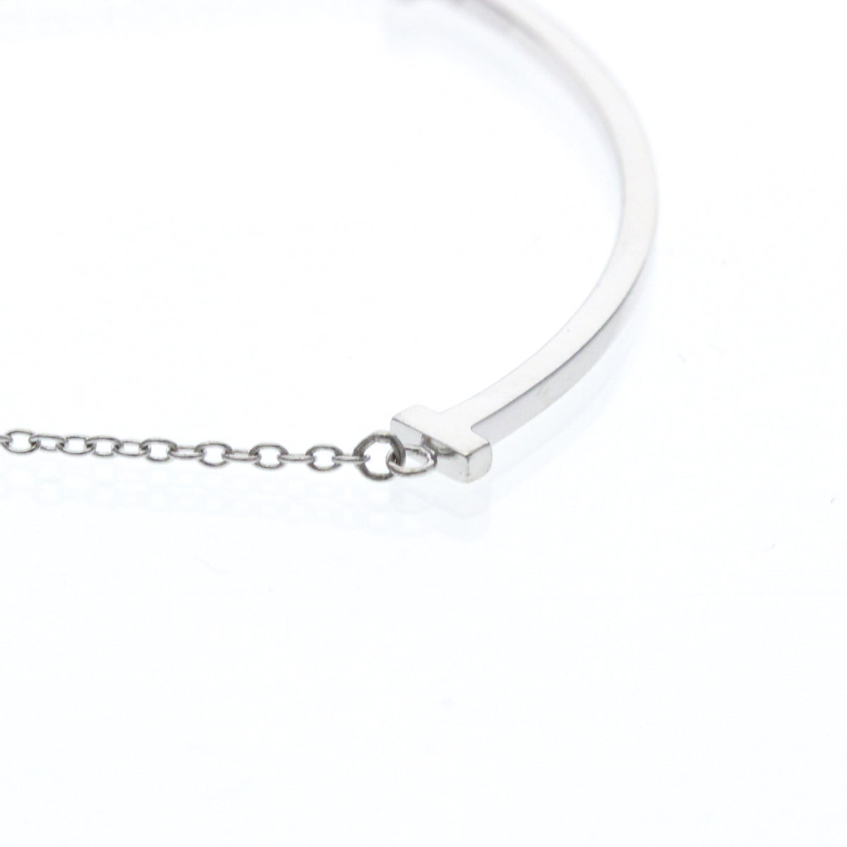 Tiffany & Co. T Smile Pendant 18K White Gold Silver White_Gold Necklace Jewelry (Pre-Owned)