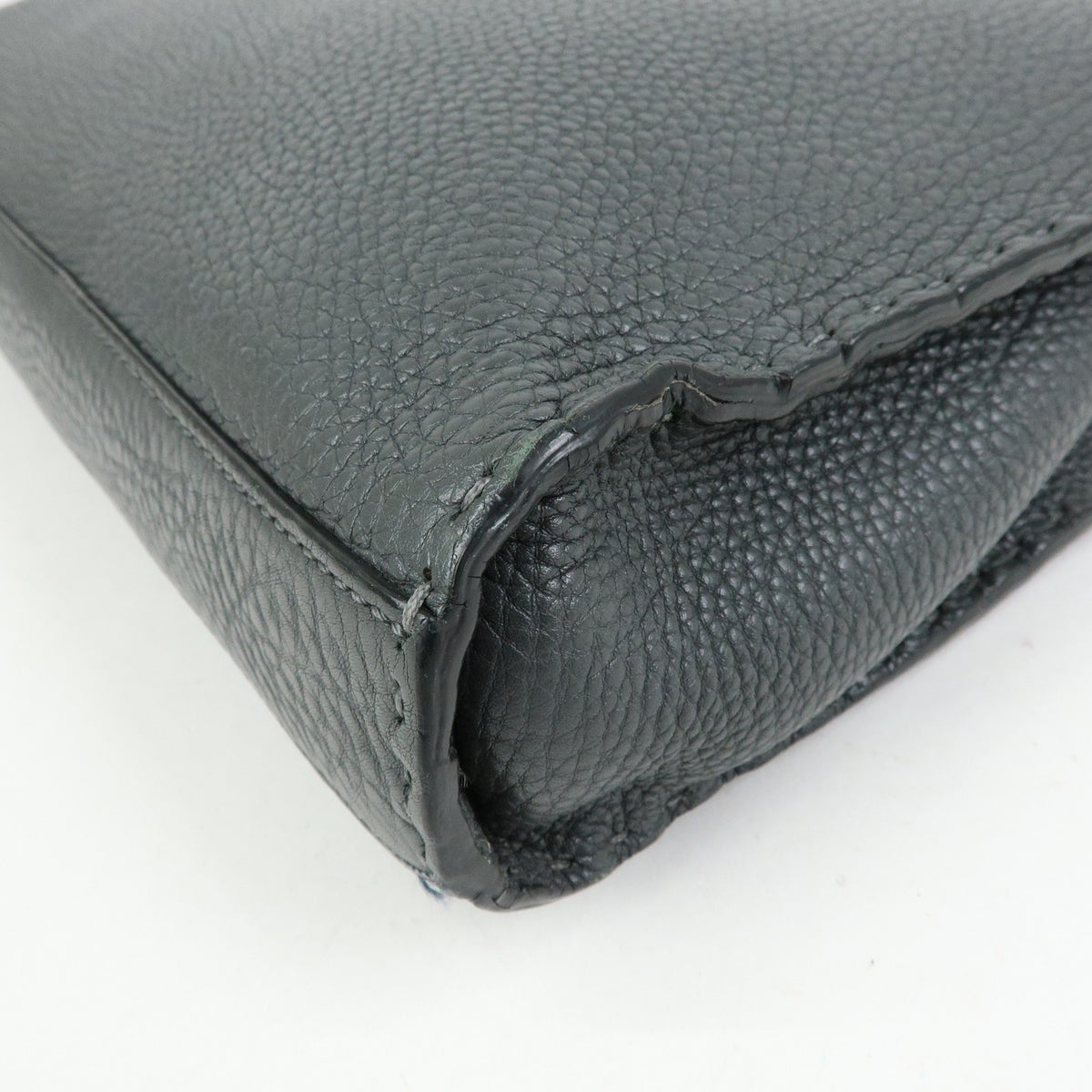 Fendi Selleria Peekaboo Grainy Leather Gray Leather Handbag (Pre-Owned)