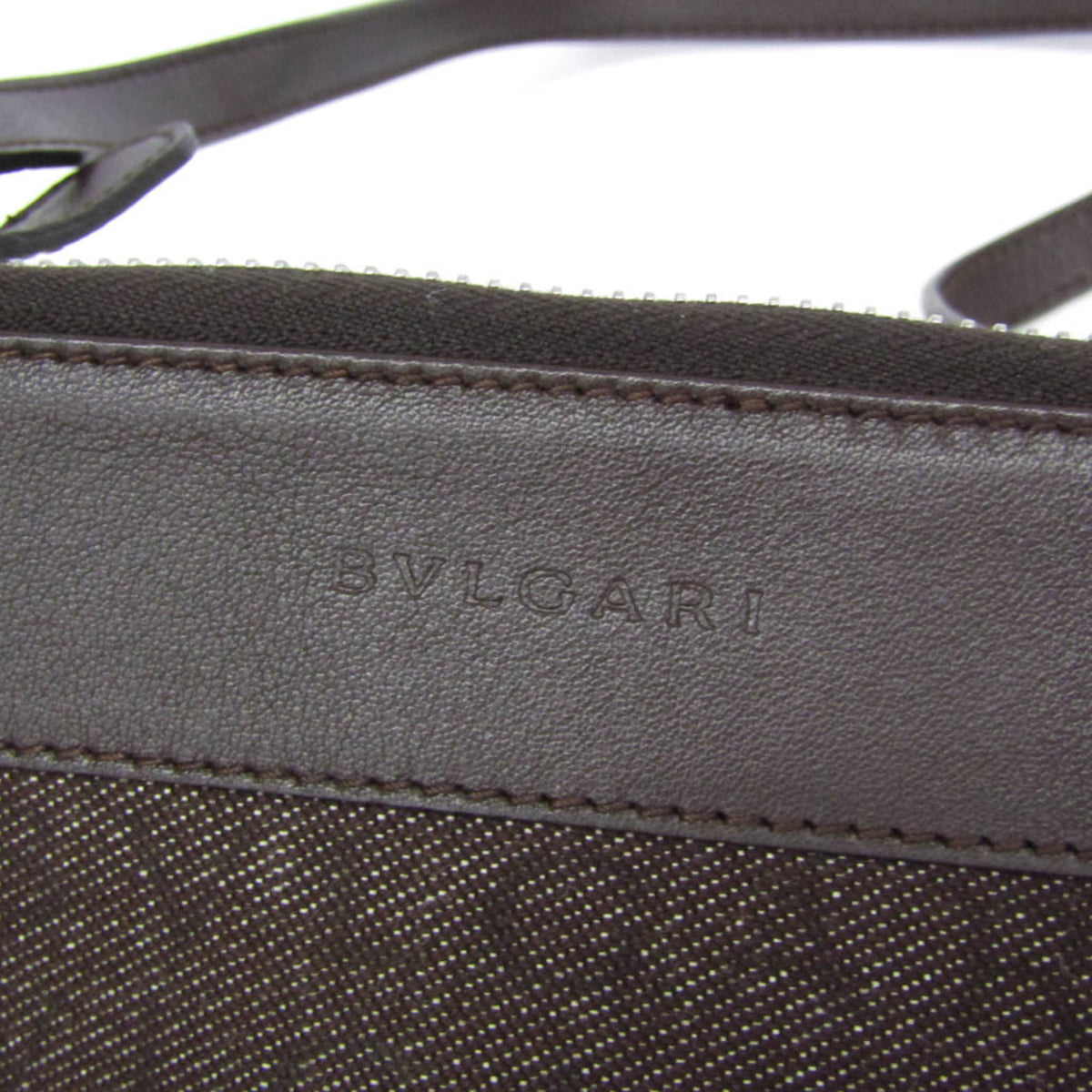 Bvlgari Logomania Canvas With Leather Brown Denim_Jeans Shoulder Bag Bag (Pre-Owned)